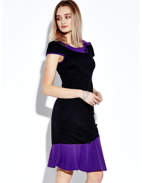 Women Elegant Slim Fishtail Party Dress Short Sleeve